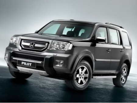 Honda Pilot (08-) алюминиевая накладка на передний бампер, защита нижняя