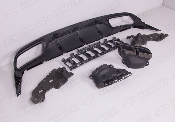 Mercedes-Benz C-Klasse W205 Coupe 2014 - 2018 Диффузор заднего бампера 6.3 Edition с черными насадками