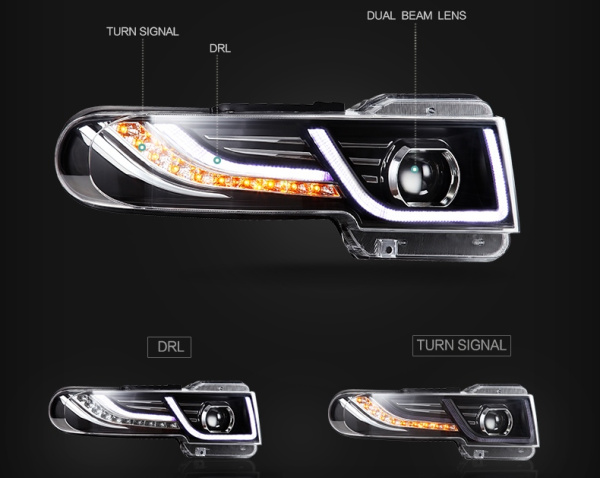 Toyota FJ Cruiser (07-15) фары линзовые в комплекте с решеткой радиатора, дизайн №2