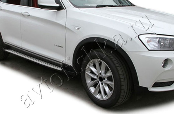 BMW X3 (2011-) боковые подножки из алюминия в стиле Оригинал.