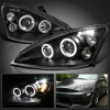 Ford Focus 1 (2000-2004) передние фары линзованные черные, с ангельскими глазками