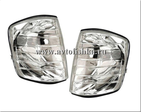 Mercedes W201 (82-93) 190E 190D поворотники хромированные хрустальные, комплект 2 шт.