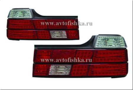 BMW 7 E32 (86-94) фонари задние прозрачные светодиодные, красно-белые, комплект 2 шт.
