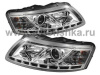 Audi A6 (04-08) фары передние ксеноновые линзовые хромированные со светодиодной DRL подсветкой, комплект 2 шт.