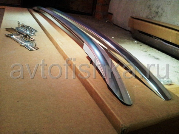 Volkswagen Touareg (2010-) рейлинги на крышу из полированной нержавеющей стали в стиле Оригинал, комплект 2 шт.