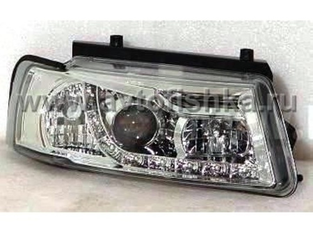 Volkswagen Passat B5 (97-00) фары передние с поворотниками хромированные линзовые с DRL