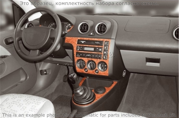 Ford Fiesta 2002-2005 декоративные накладки (отделка салона) под дерево, карбон, алюминий