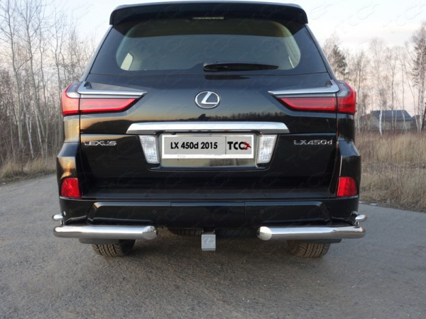 Lexus LX (15–) Защита задняя (уголки двойные) 76,1/42,4 мм (бензин/дизель)