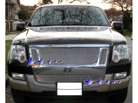 Ford Explorer Sport Truck (06-) накладка решетки переднего бампера алюминиевая, вертикальный дизайн.