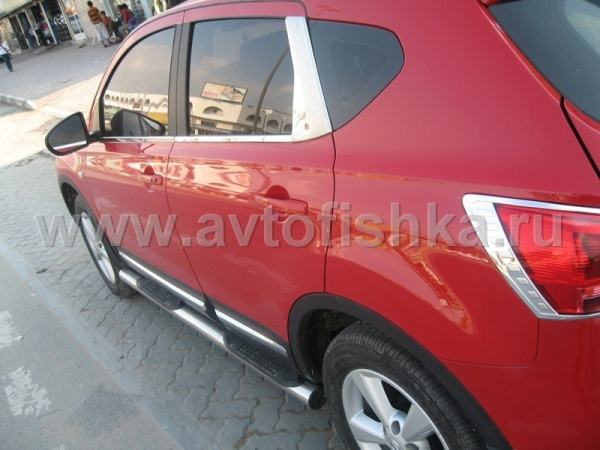 Nissan Qashqai (07-) накладка на стойки задних дверей из нержавеющей стали.