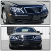 Mercedes S W220 (98-05) фары передние линзовые черные, с подсветкой DRL