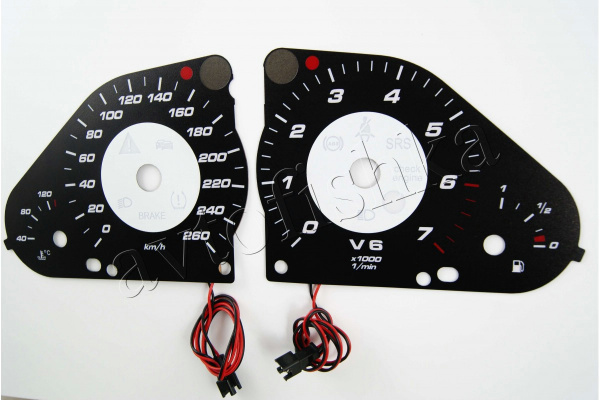 Mercedes W203 С (04-07) светодиодные шкалы (циферблаты) на панель приборов - дизайн 3