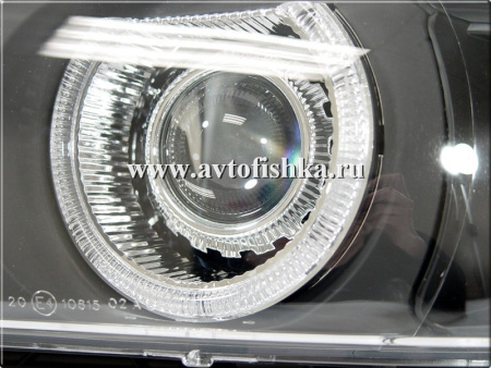 BMW 5 E39 (95-00) фары передние черные, со светящимися ободками, с белым поворотником,с моторами электрокорректора, комплект 2 шт.