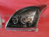 Toyota Land Cruiser Prado 120 (2002-2009) фары передние линзовые черные со светящимися ободками и светодиодной подсветкой под корректор, комплект 2 шт.