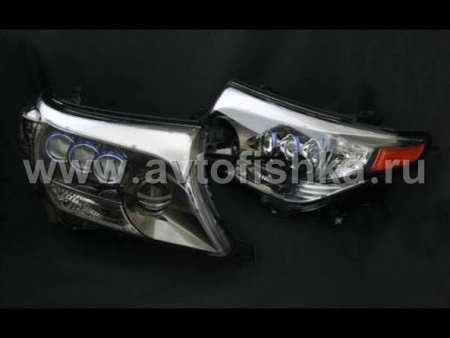 Toyota Land Cruiser 200 (2008-) фары передние линзовые тонированный хром, под корректор, дизайн LS600h, по заказу MidWest, комплект 2 шт.
