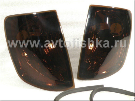 Mercedes W124 (84-95) поворотники угловые оранжево-тонированные прозрачные, комплект 2 шт.