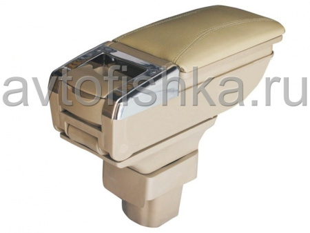 Chevrolet Cruze раздвижной кожаный подлокотник с бардачком и с подстаканниками, бежевый