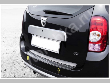 Renault Duster (2010-) накладка на задний бампер из нержавеющей стали, 1 шт.