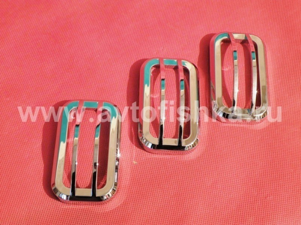 Hummer H2 (02-08) защитные решеточки на верхние средние габаритные фонари на крыше, алюминий, комплект 3 шт.