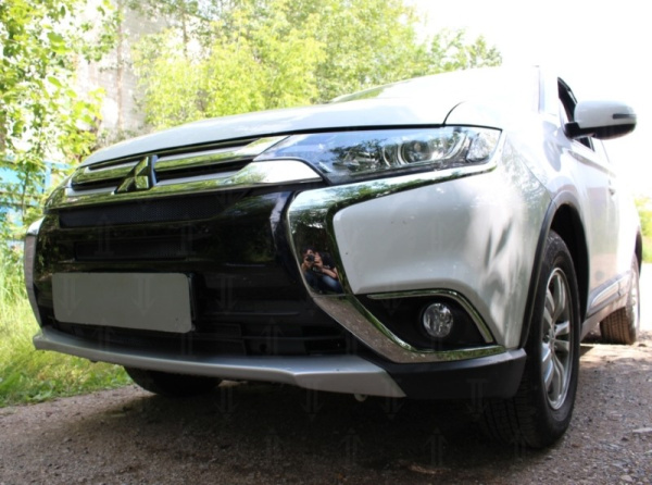 Mitsubishi Outlander (15–) Защита радиатора, чёрная (4 части)