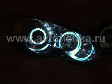 Chrysler Sebring (03-05) 2 дв. купе фары передние линзовые хромированные, со светящимися ободками и светодиодной подсветкой, комплект 2 шт.