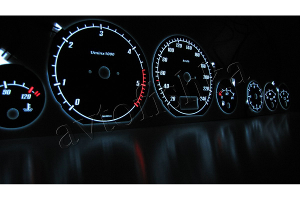 Audi A6 (C4) 94-97 светодиодные шкалы (циферблаты) на панель приборов - дизайн 1