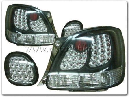 Lexus GS300, GS430 (97-04) фонари задние черные, дизайн под светодиоды, комплект лев.+прав.