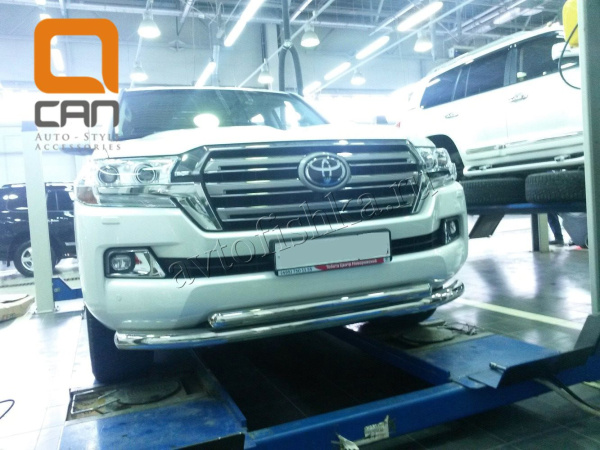 Toyota Land Cruiser (15–) Защита переднего бампера двойная d 76/60 мм, нерж. (кроме Executive)
