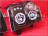 Jeep Grand Cherokee (04-07) фары передние линзовые черные, со светящимися ободками CCFL и светодиодами, комплект 2 шт.