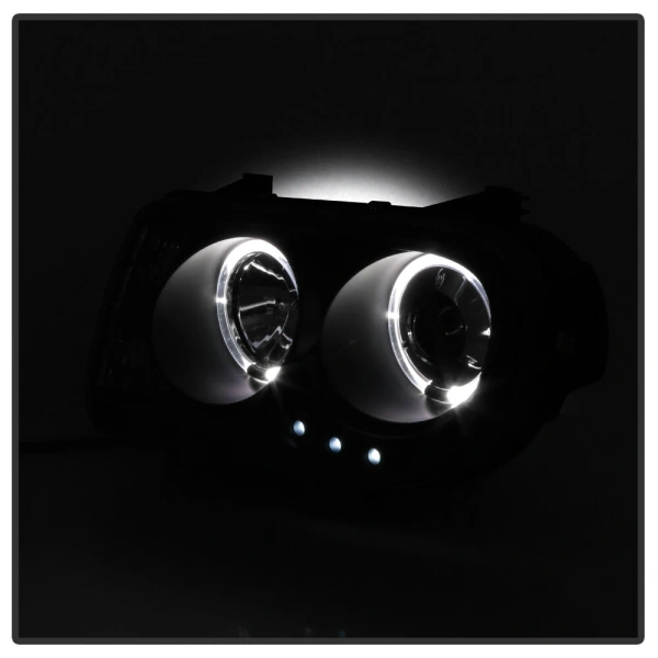 Chrysler 300C LX (04-11) 2.7L V6 24V фары передние линзовые черные, со светящимися ободками и светодиодной подсветкой, комплект 2 шт.