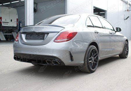Mercedes-Benz C-Klasse W205 2014 - 2018 Диффузор заднего бампера 6.3S AMG с хромированными насадками