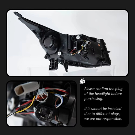 Chevrolet Cruze (2010-2016) фары передние черные линзовые c диодной подсветкой в стиле BMW