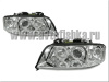 Audi A6 Allroad (01-05) фары передние линзовые хромированные, со светящимися ободками, под корректор, комплект 2 шт.