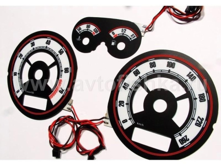 Volkswagen Passat B5 (type 3BG) (00-05) светящиеся шкалы приборов - накладки на циферблаты панели приборов, дизайн № 2