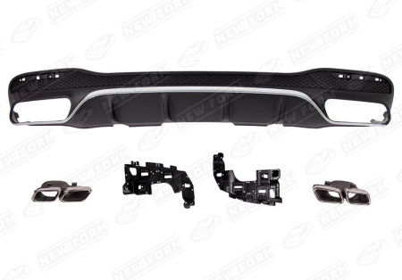 Mercedes-Benz GLS-Klasse X166 2015 - 2019 Диффузор заднего бампера 6.3 AMG черный с хромированными насадками