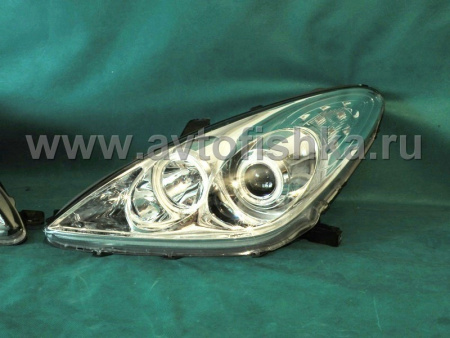 Lexus ES300-350 (01-06) фары передние линзовые хромированные, со светящимися ободками, комплект 2 шт.
