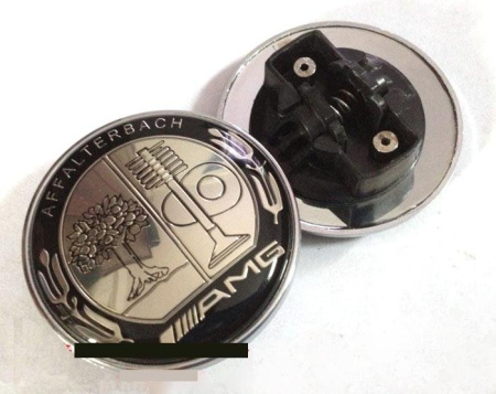 Mercedes W163, W164, W166 заглушка на капот вместо штатной звезды, с черно-белым логотипом AMG Affalterbach, 55 мм.