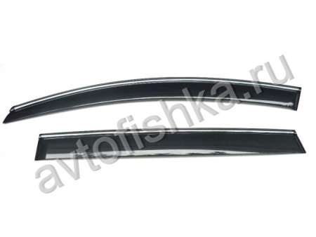 Audi Q7 (06-) дефлекторы боковых окон темные, ветровики с хромированным молдингом, комплект 4 шт.