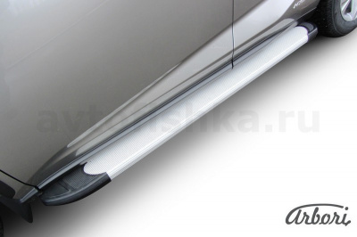 Комплект защиты штатных порогов алюминиевый профиль Arbori "Optima Silver" 1700 серебристая LEXUS NX 30H 2014-