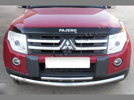 Mitsubishi Pajero 4 (06-) защита переднего бампера, труба из нержавеющей стали 76/42 мм