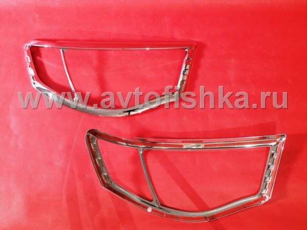 Mitsubishi L200 Triton накладки на передние фары хромированные, комплект 2 шт.