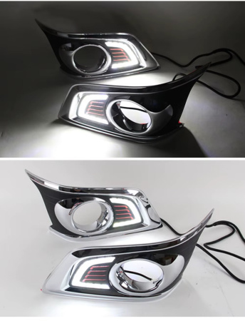 Toyota Hilux, Vigo (2012-) вставки в передний бампер с фонарями DRL