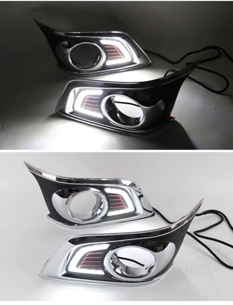 Toyota Hilux, Vigo (2012-) вставки в передний бампер с фонарями DRL