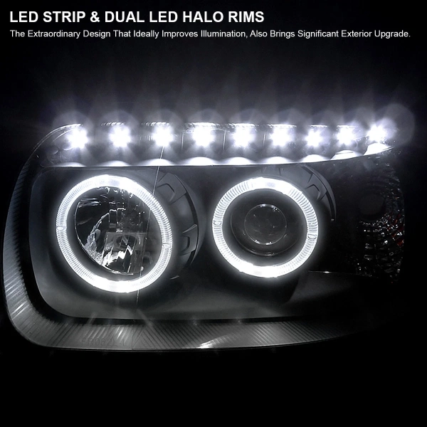 Ford Escape, Maverick (05-07) линзованные фары передние черные с ангельскими глазками 