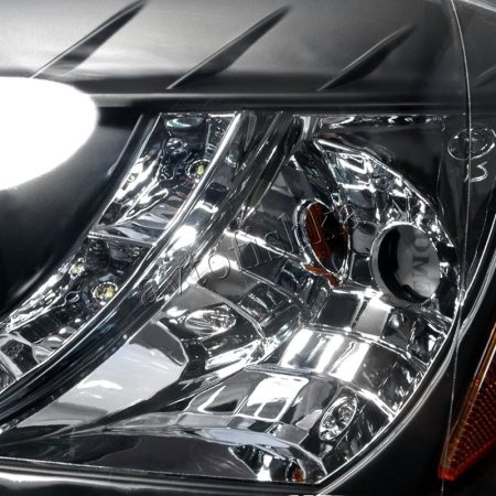 Honda Civic, Ferio EK (96-98) фары передние черные с белыми рефлекторами, линзовые с DRL