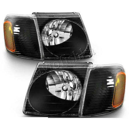 Ford Explorer (02-05) фары передние черные с поворотниками, комплект 2 шт.