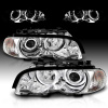 BMW 3 E46 (98-01) купе фары передние линзовые хромированные, со светящимися ободками, с поворотниками, с мотором электрокорректора, комплект лев.+прав.