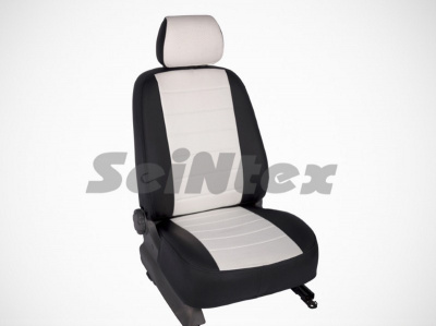 Chevrolet Cruze (09–/12–/14–) Чехлы на сиденья (экокожа), цвет - чёрный + белый