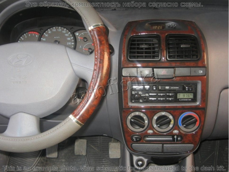 Декоративные накладки салона Hyundai Accent 2003-2005 полный набор, 15 элементов.