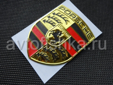 Объемная наклейка эмблема Porsche, 55 x 70 мм